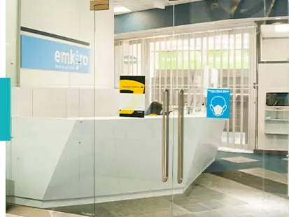 lobby entrance to emkiro clinic