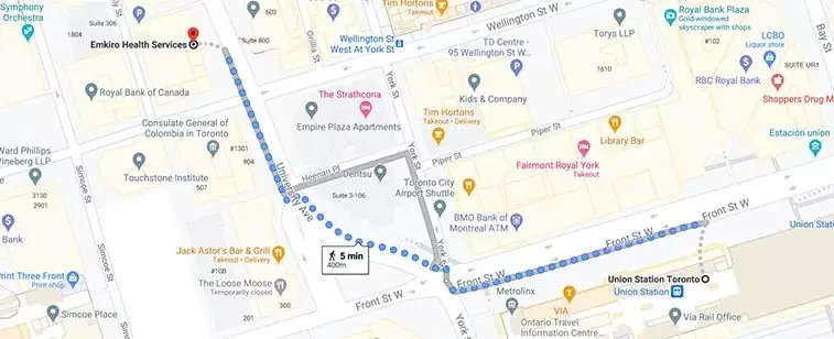 walking directions to emkiro from union station